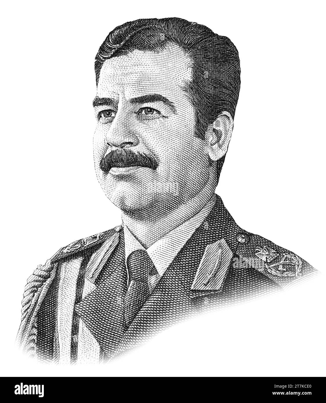 Saddam Hussein (1937-2006) Porträt von 25 Dinar-Banknote Stockfoto