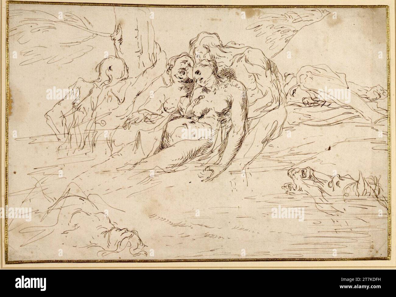 Paul Troger Szene von der Flut. Brauner Stift um 1728-30 Stockfoto