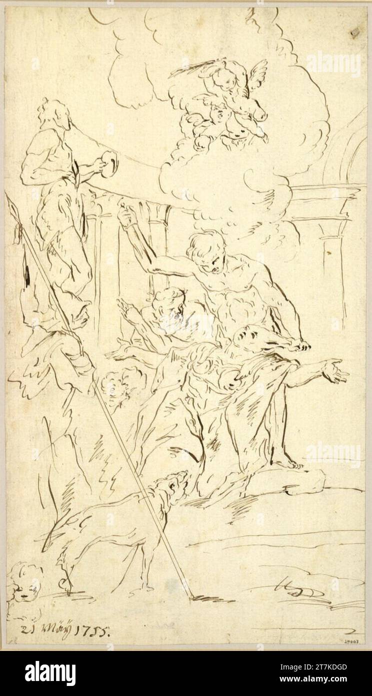 Paul Troger, das Martyrium von St. Agnes. Feder in Braun Stockfoto