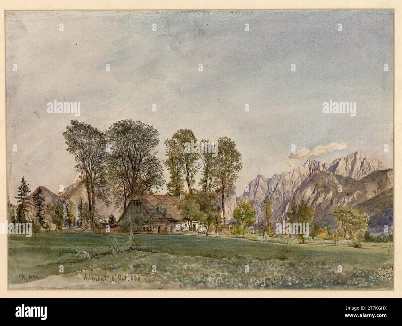 Rudolf von Alt Blick auf Admont. Aquarell 1885 , 1885 Stockfoto