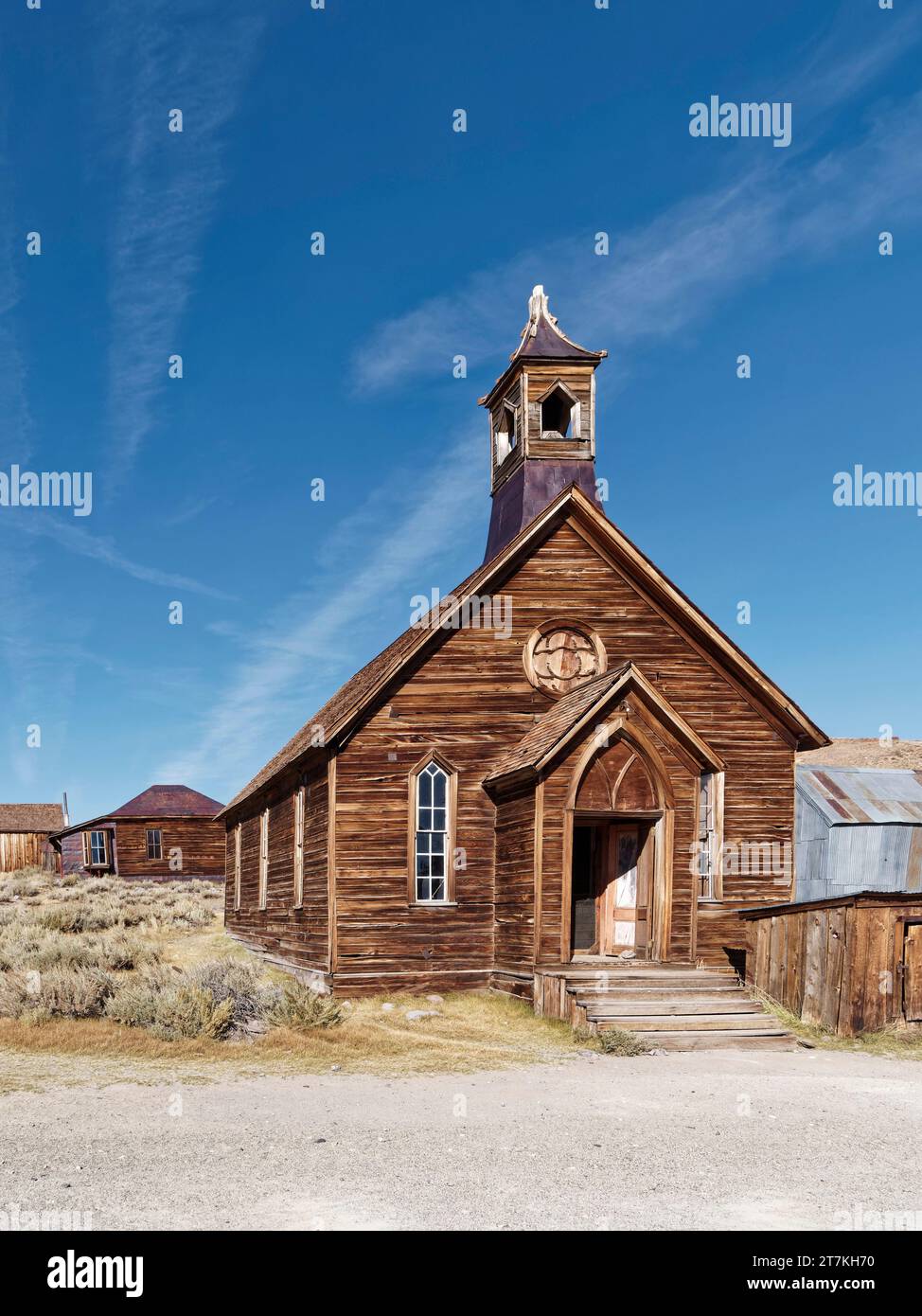 Bodie Geisterstadt, eine verlassene Goldstadt, die seit 1932 im Mono County, Kalifornien, USA, verhaftet wurde und heute ein historischer State Park ist. Stockfoto