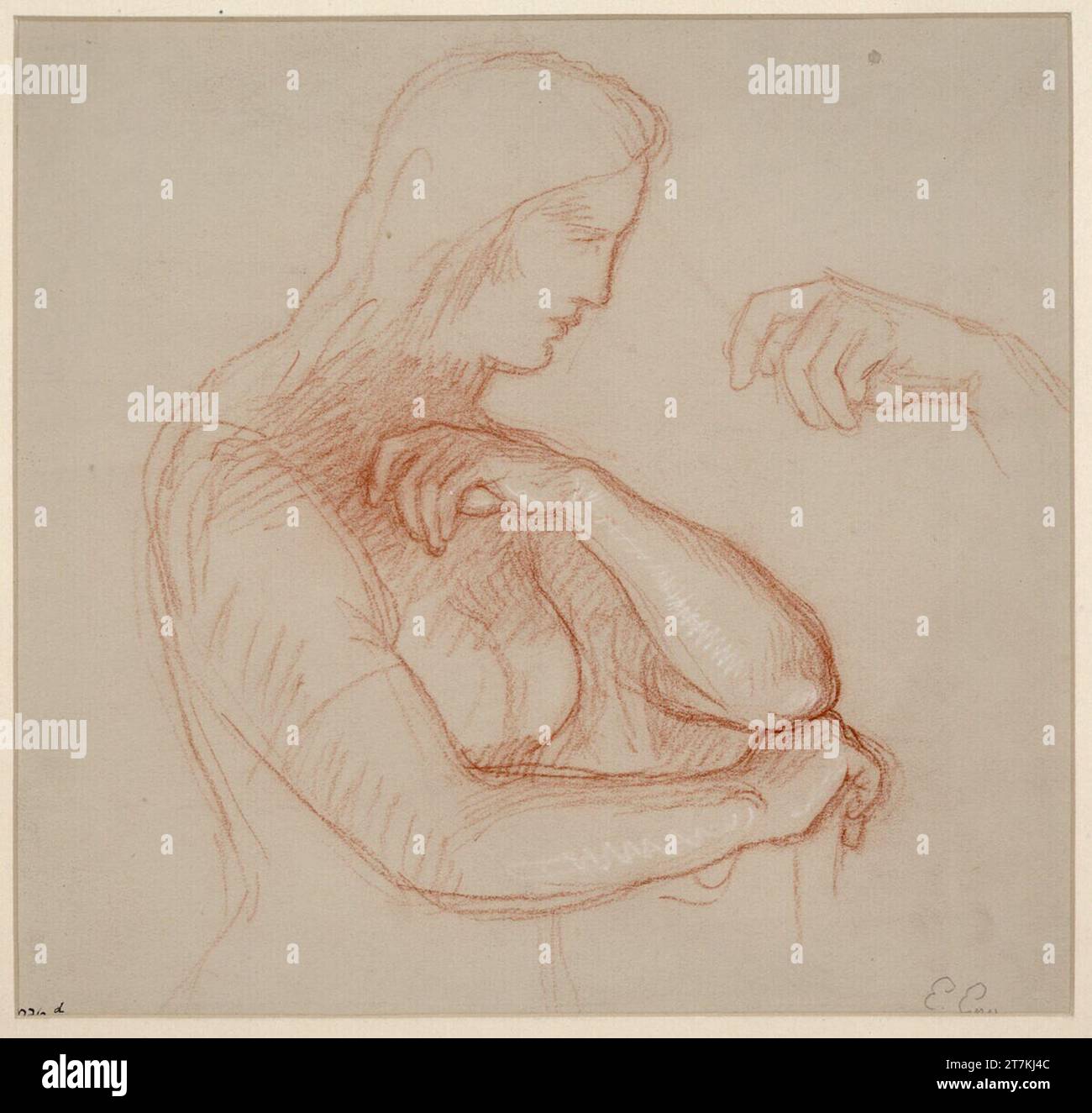 Eduard von Engerth Frauenfigur und Handstudium. Redel, weiß - begrapscht 1865, 1865 Stockfoto