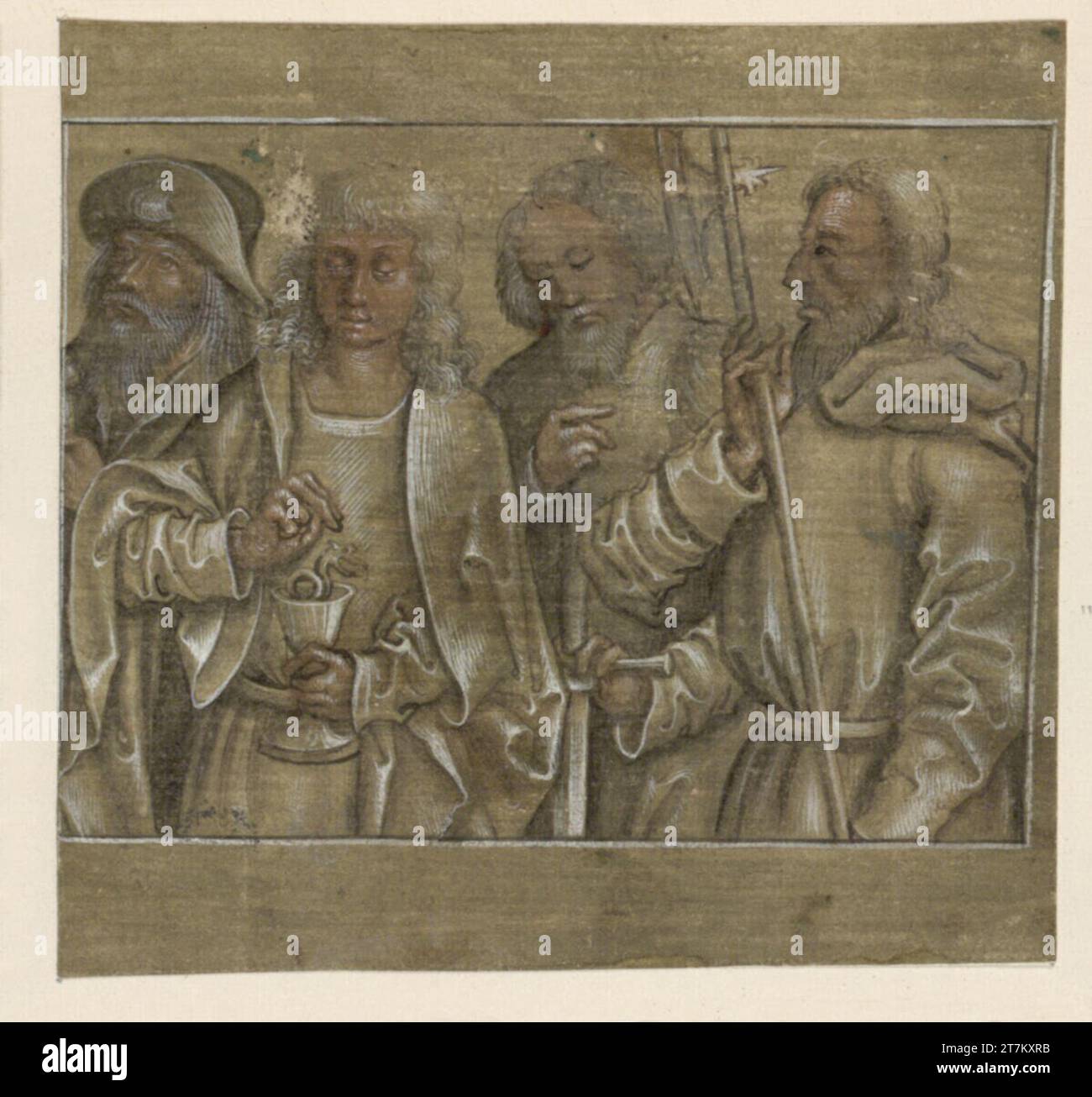 Bernhard Strigel vier Apostel. Feder in Bister, weiß, weiß, Aquarell, auf oliviertem Papier um 1500 Stockfoto