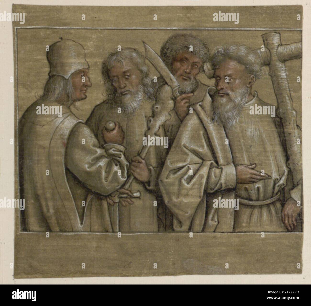 Bernhard Strigel vier Apostel. Feder in Bister, weiß, weiß, Aquarell, auf oliviertem Papier um 1500 Stockfoto