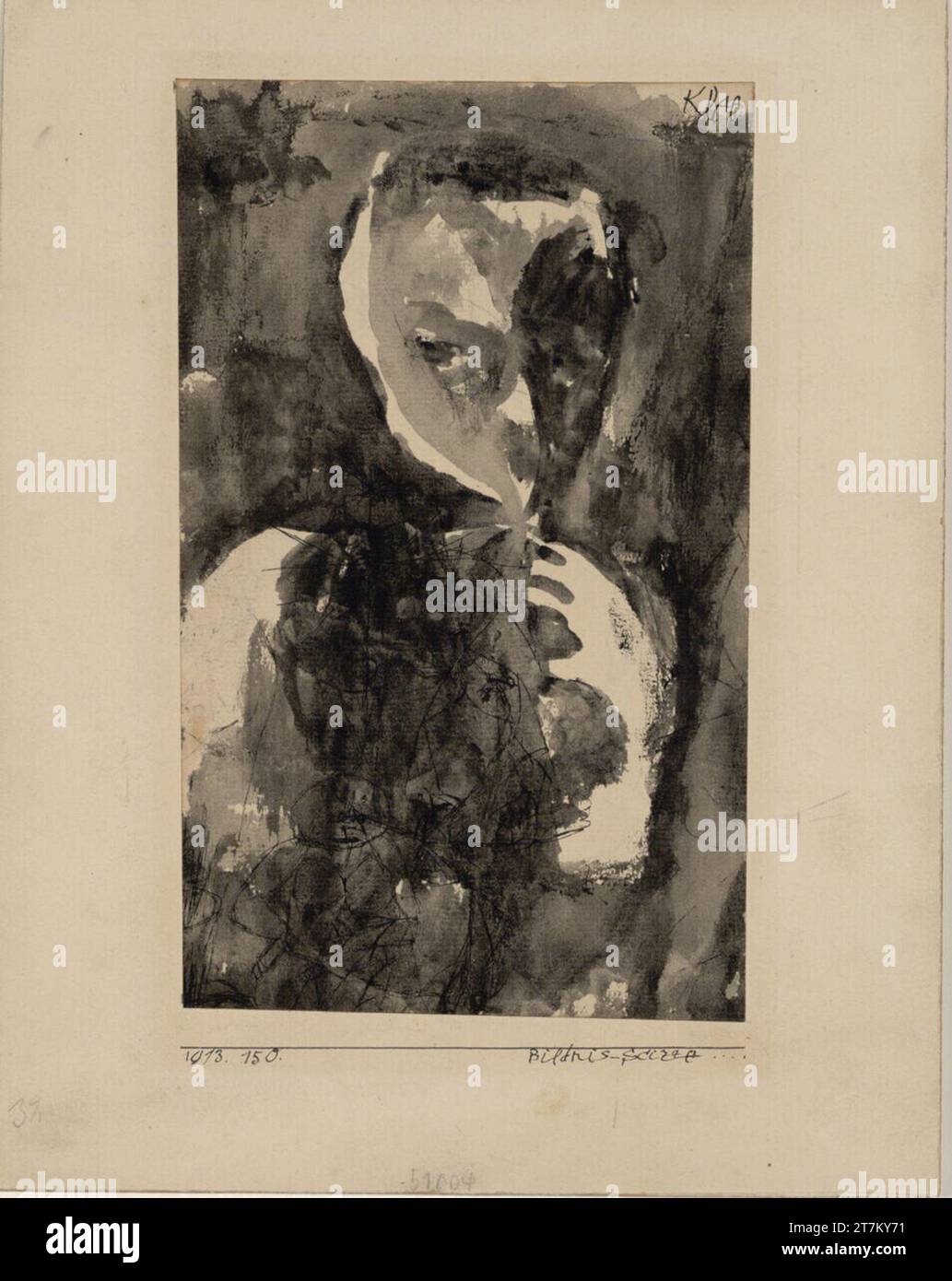 Paul Klee Porträt Skizze. Stift und Tempera auf Papier auf Karton 1913, 150 Stockfoto