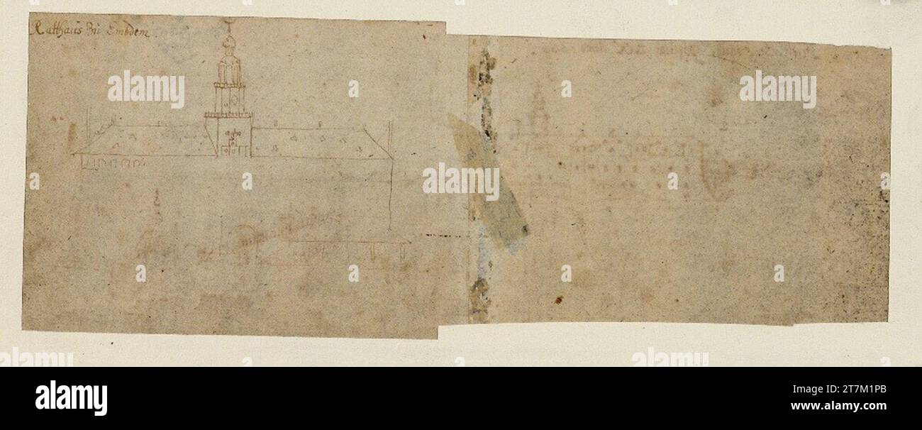 Valentin Wagner Travel Skizzenbuch: Das Rathaus von Emden. Tinte, Feder 1631 - 1638 , 1631/1638 Stockfoto