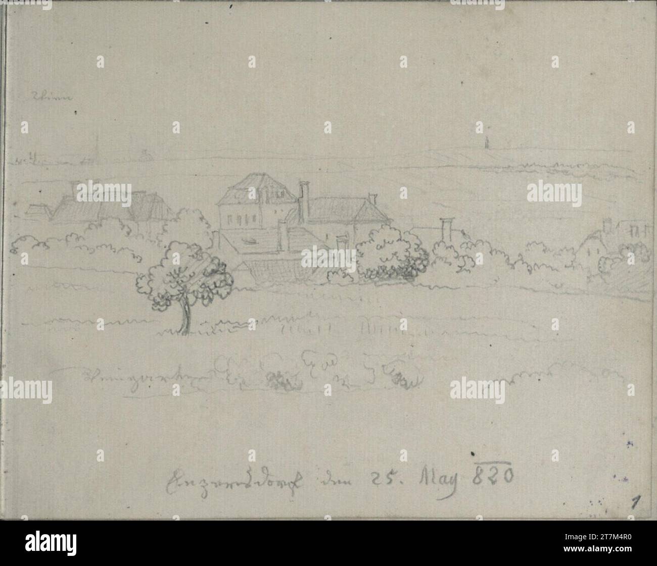 Blasius Höfel Enzersdorf. Bleistift 25. Mai 1820 (Skizzenbuch: 1820-1822) Stockfoto