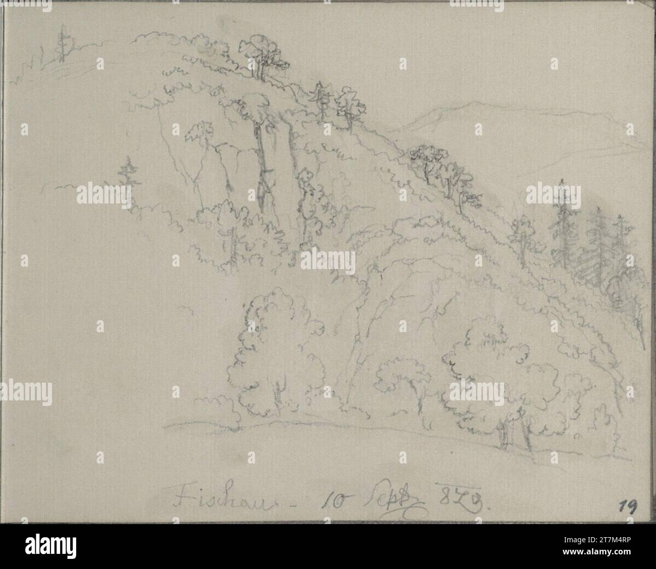 Blasius Höfel Landschaft bei Bad Fischau. Bleistift; Haarspray 10. September 1820 (Skizzenbuch: 1820-1822) Stockfoto