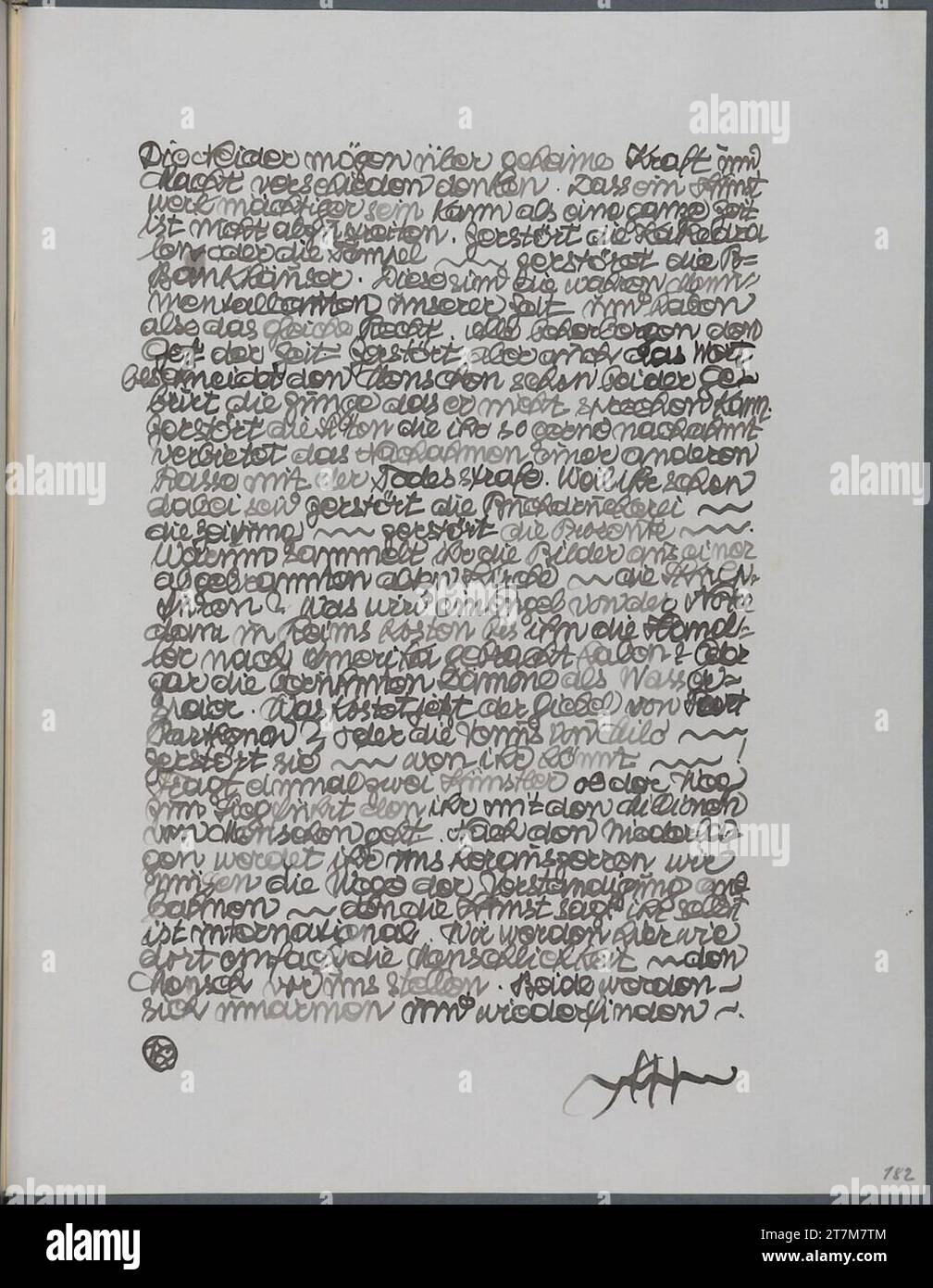 Eintrag in das Tagebuch von Anton Hanak. Feder in schwarz 1918, 1918 Stockfoto