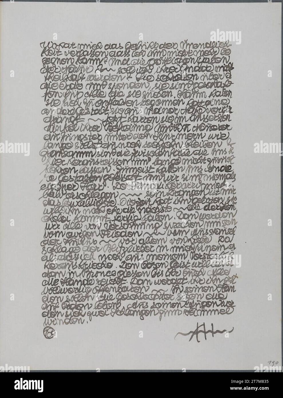 Eintrag in das Tagebuch von Anton Hanak. Feder in schwarz 1918, 1918 Stockfoto