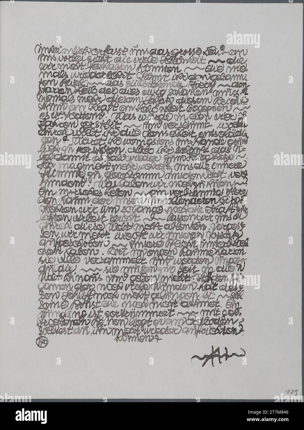 Eintrag in das Tagebuch von Anton Hanak. Feder in schwarz 1918, 1918 Stockfoto