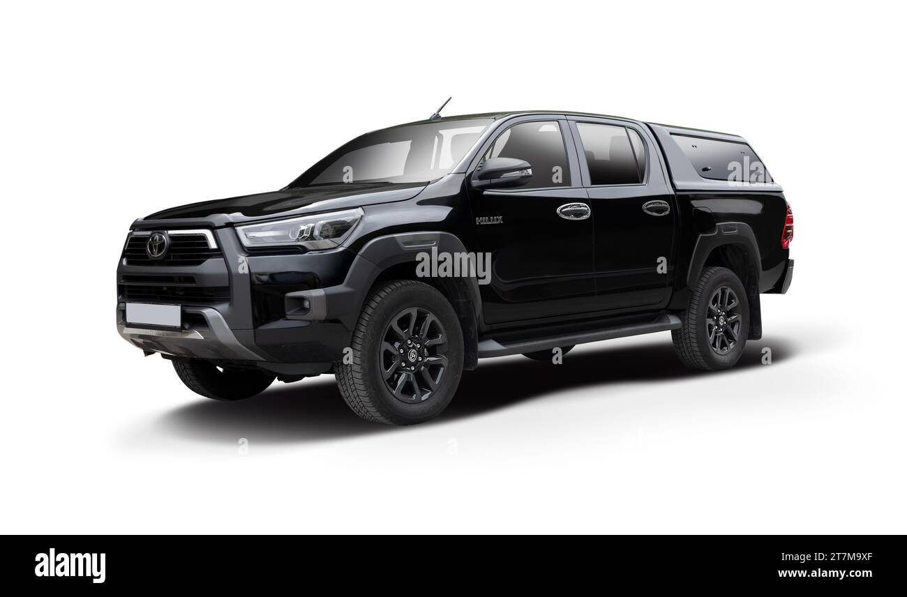 Toyota Hilux Pickup-Truck isoliert auf weißem Hintergrund Stockfoto