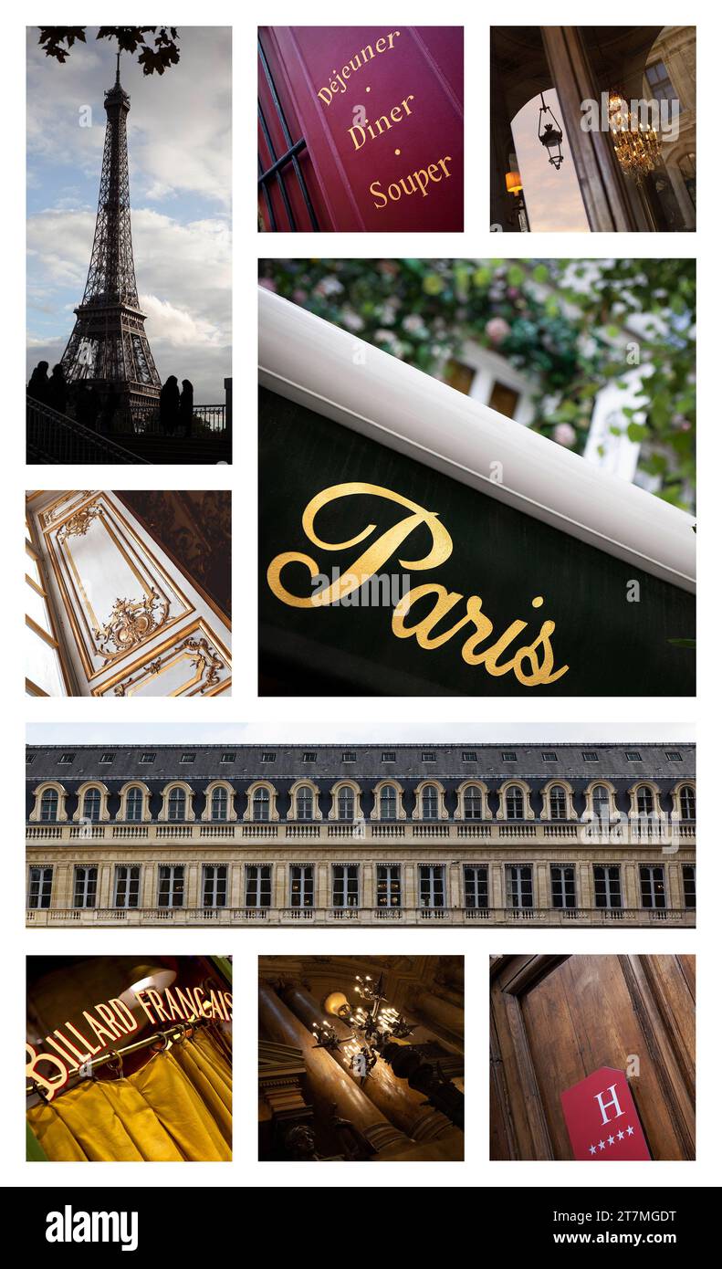 Postkarte der Atmosphäre von Denkmälern in Paris Stockfoto