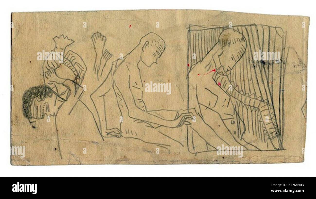 Rudolf Kalvach Studienblatt. Bleistift auf Zeichenfeld 1903-1906 , 1903/1906 Stockfoto