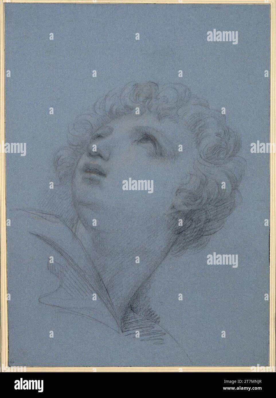 Josef Abel Head Study to Raphael. Schwarze Kreide, selektiv weiß (oxidiert) um 1800 ausgewählt Stockfoto
