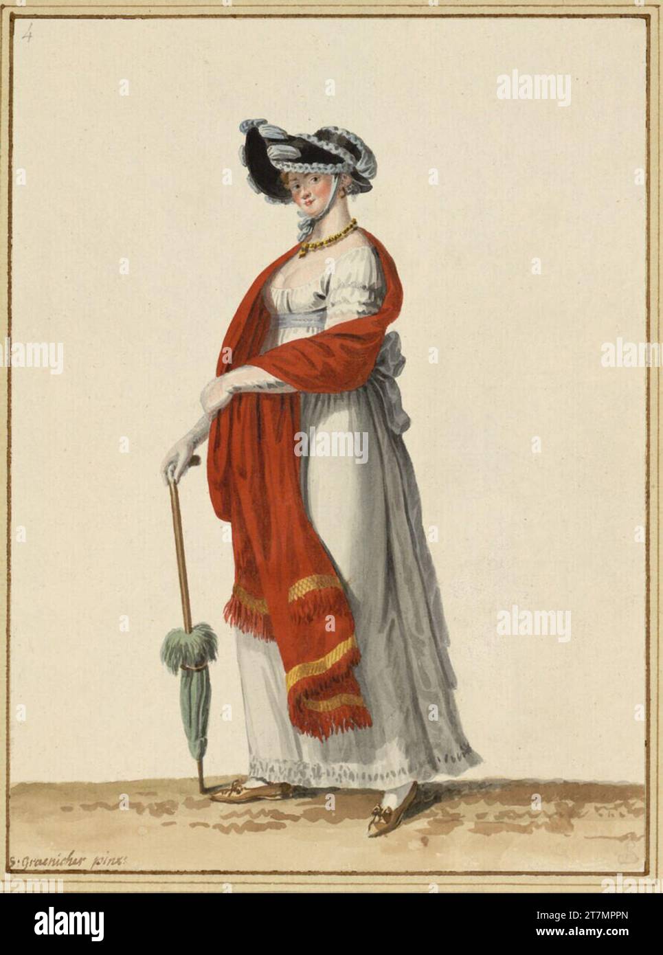 Samuel Gränicher Lady in Morgenkleidung. Aquarell, über Bleistift 1806-07, 1806-07 Stockfoto