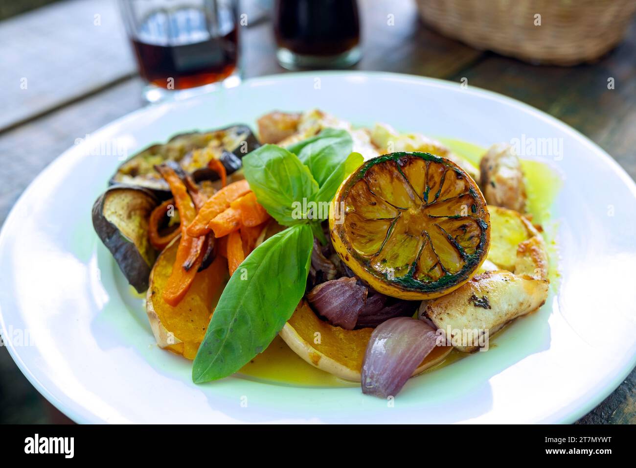 Nahaufnahme des vegetarischen Currygerichts in Uruguay, Südamerika Stockfoto