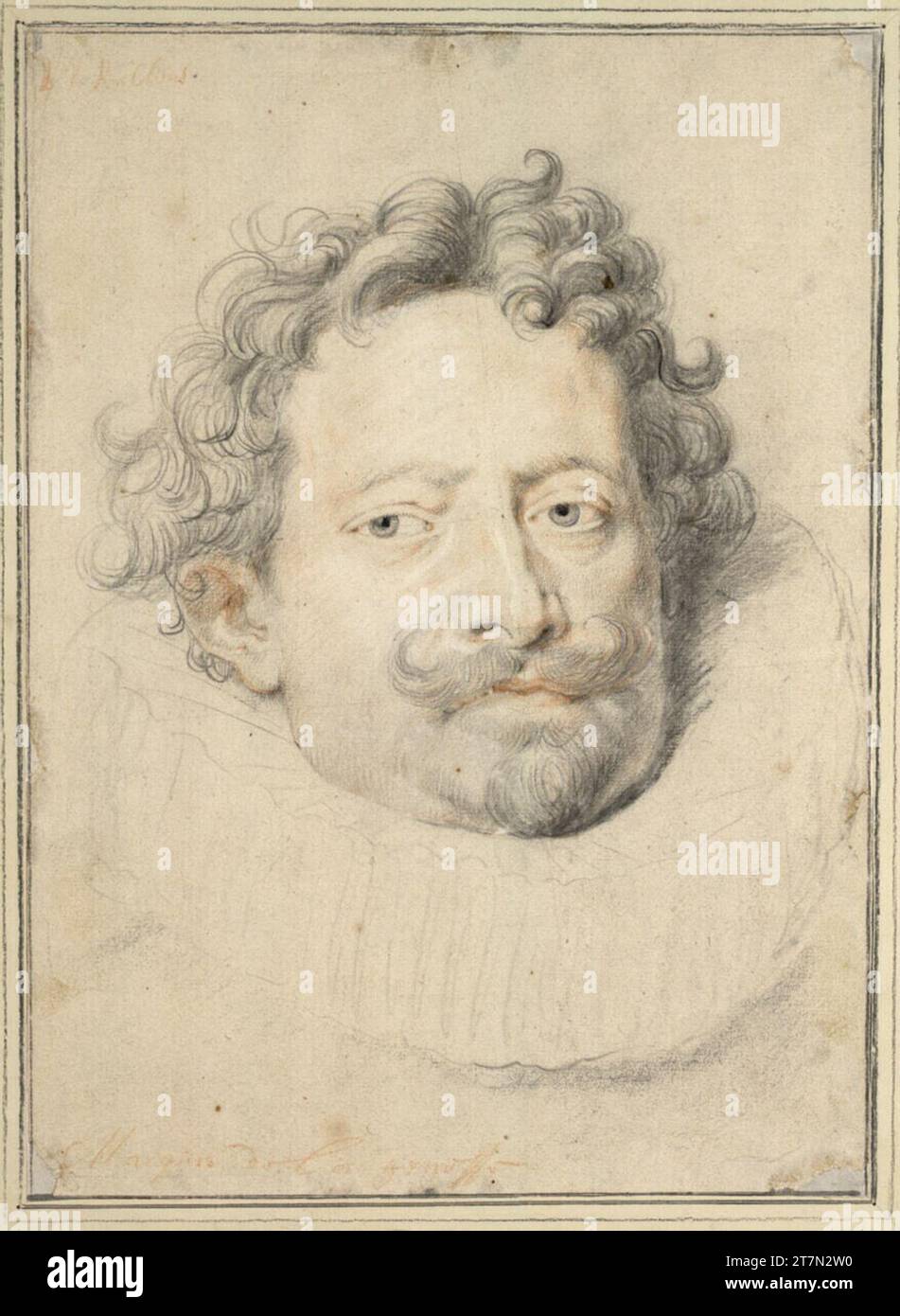 Peter Paul Rubens Don Diego Messía (Mexía) Felipe de Guzmán, Marquis von Leganés. Schwarze Kreide und rötliche sowie Spuren von weißer Kreide September - Dezember 1627 Stockfoto