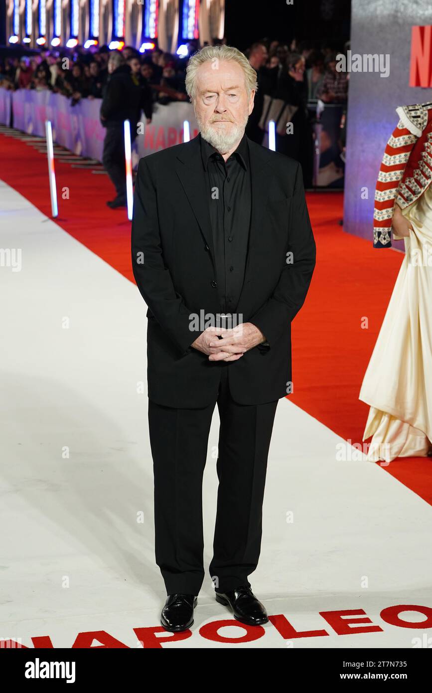 Ridley Scott besuchte die britische Premiere von Napoleon im Odeon Luxe, Leicester Square, London. Bilddatum: Donnerstag, 16. November 2023. Stockfoto