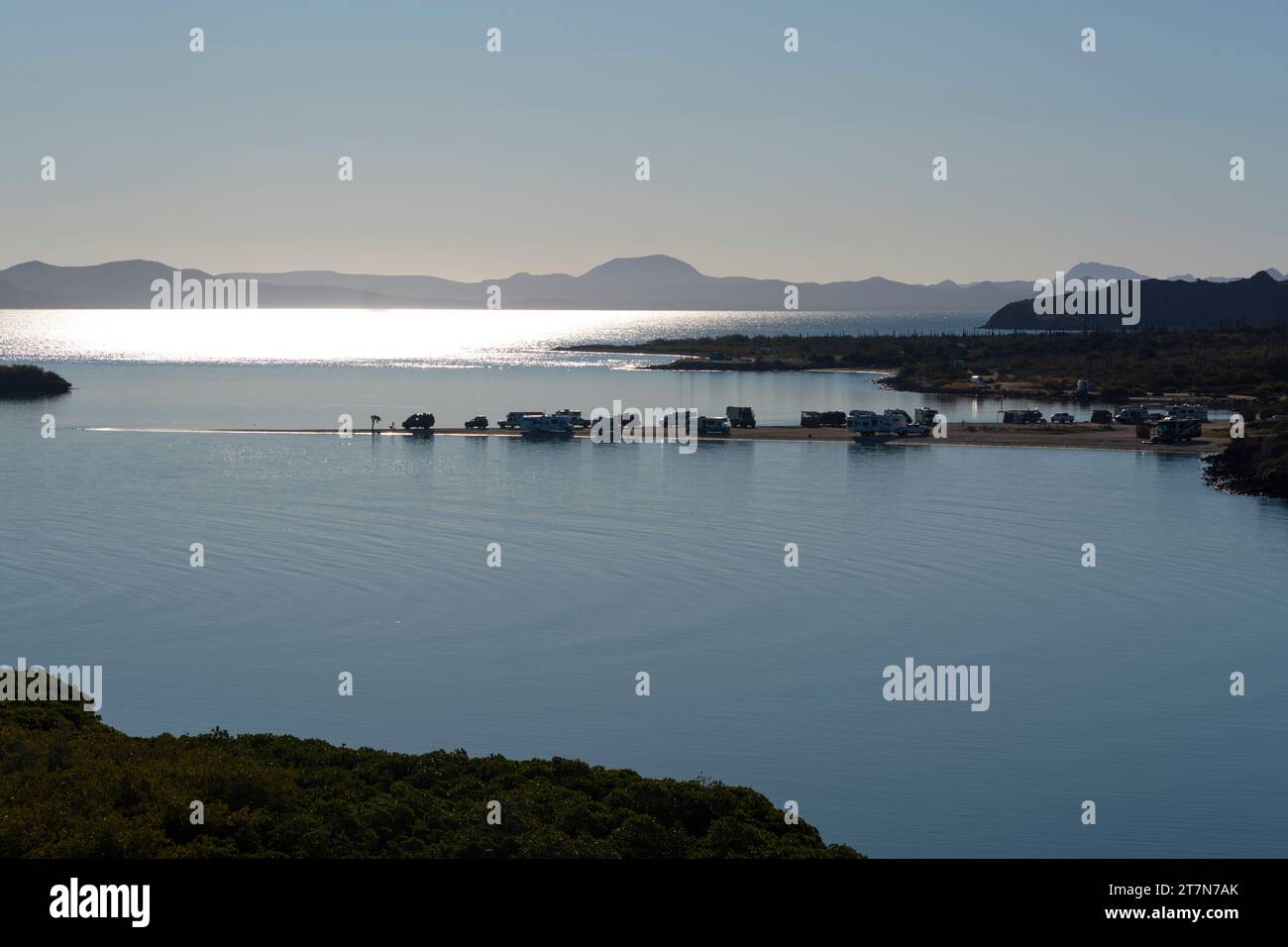 Camping auf Playa Requeson, Bahia Concepcion, Baja California Sur, Mexiko Stockfoto