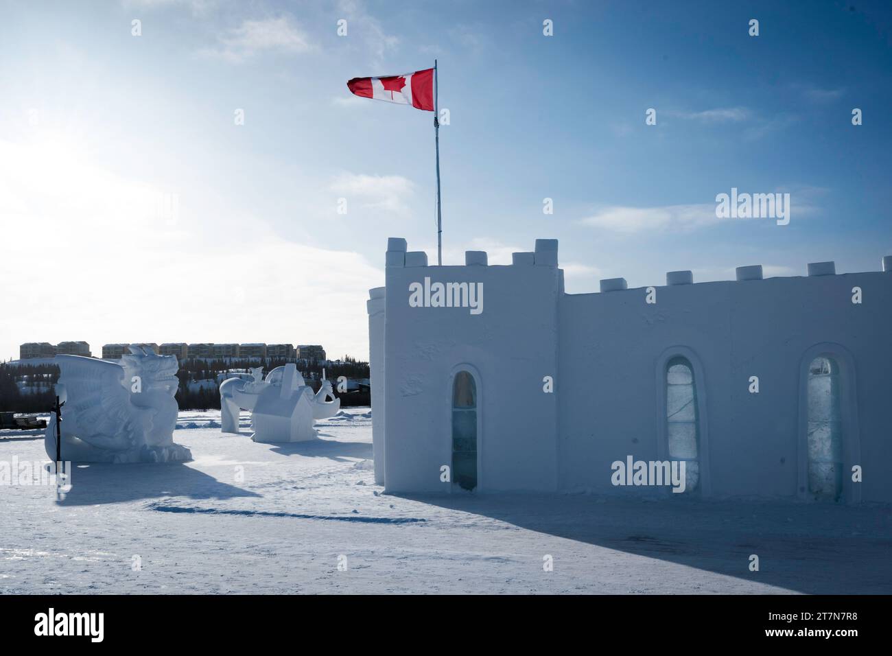 Snow King Festival in Yellowknife, Nordwest Territories, Kanada an einem kalten Wintertag Stockfoto