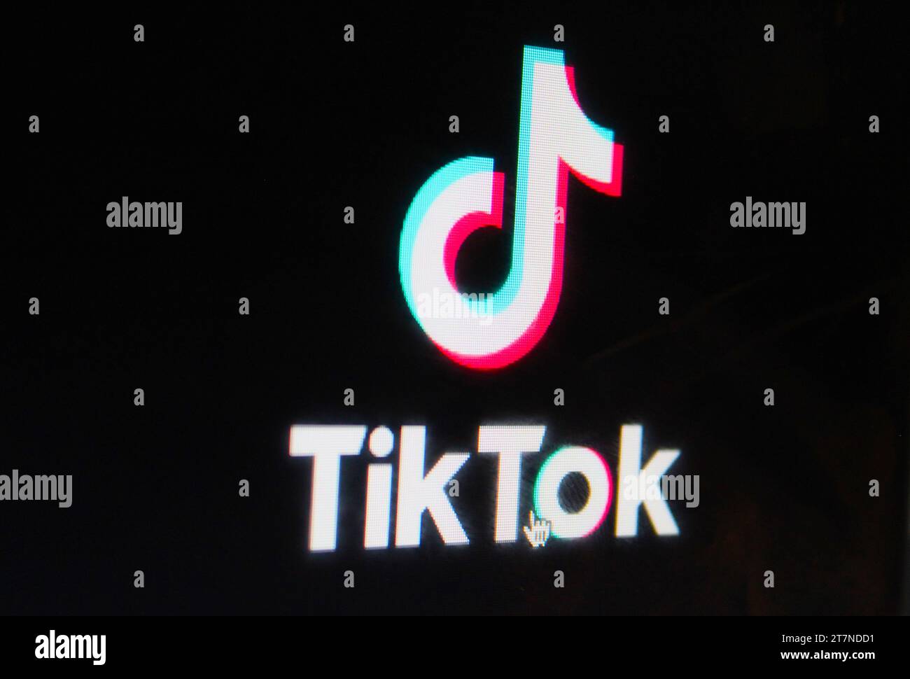 Ein Foto des TikTok-Logos auf einem Computerbildschirm. Stockfoto