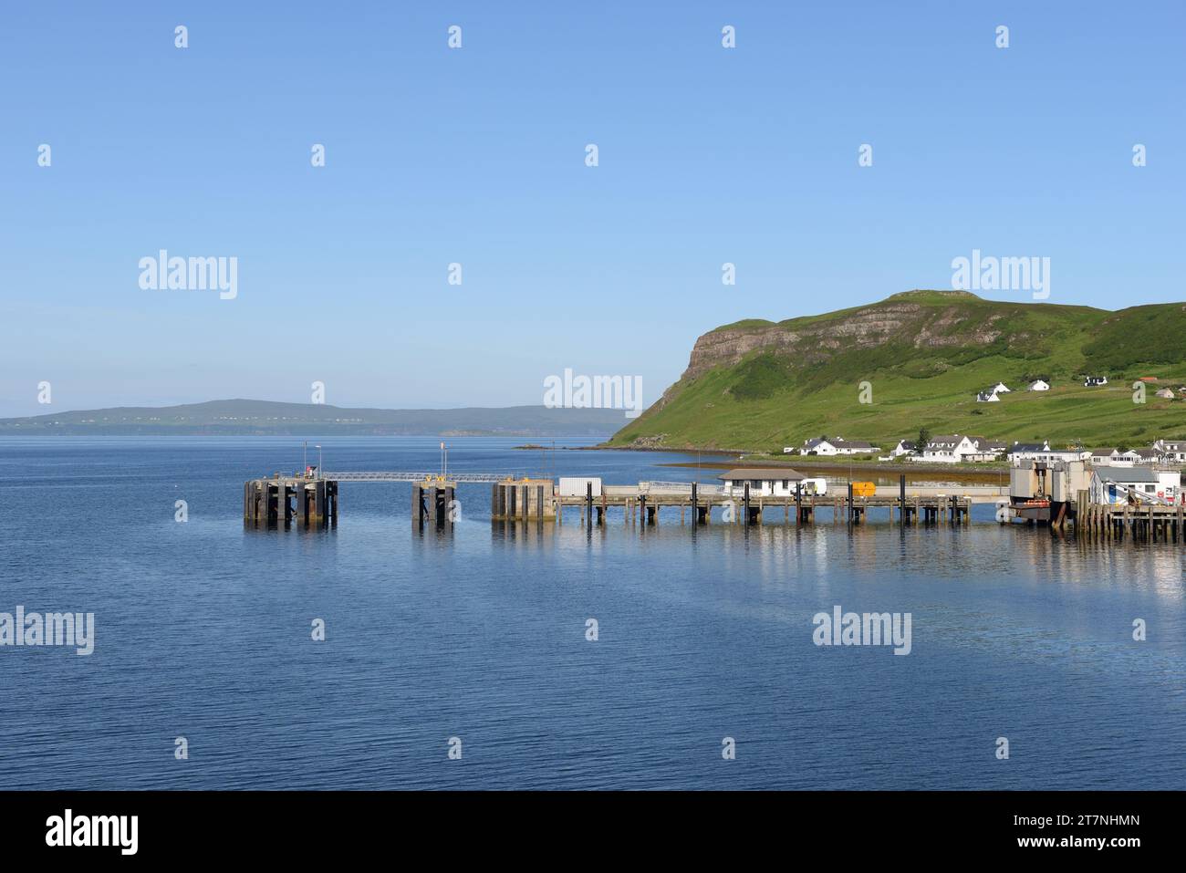 Idrigil Pier, Uig Bay, Isle of Skye, Innere Hebriden an der Westküste Schottlands. Stockfoto