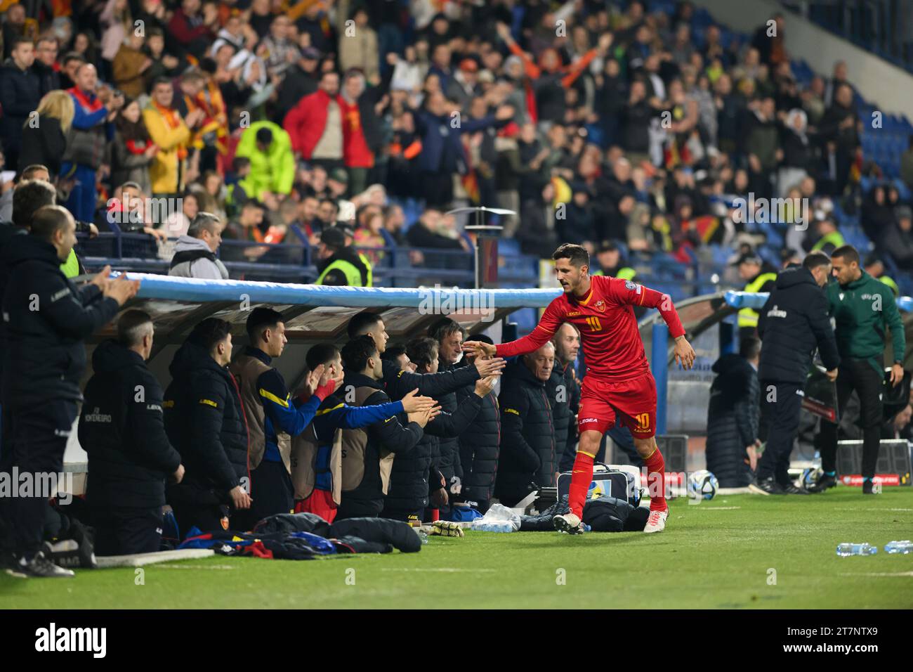 Podgorica, Montenegro, 16.11.23., November 2023, Stevan Jovetic, nachdem er im Qualifikationsspiel der Gruppe G 2024 in Montenegro – Litauen im Gradski-stadion, Podgorica, vertreten war Stockfoto