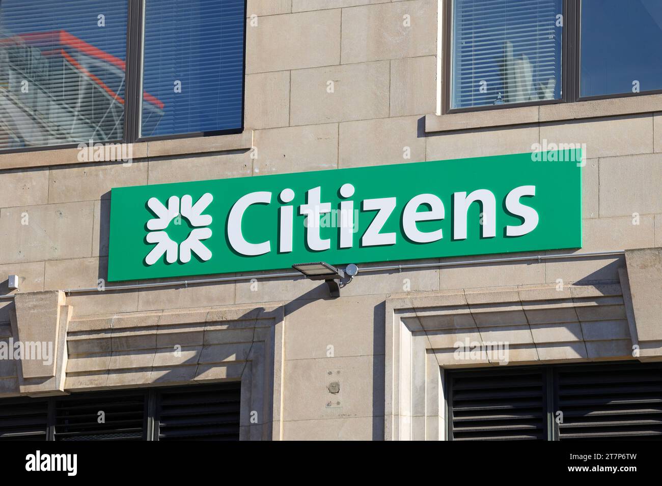 Signage for Citizens Bank, Citizens Financial Group, eine Geschäftsbank mit Hauptsitz in Providence, rhode Island. Stockfoto