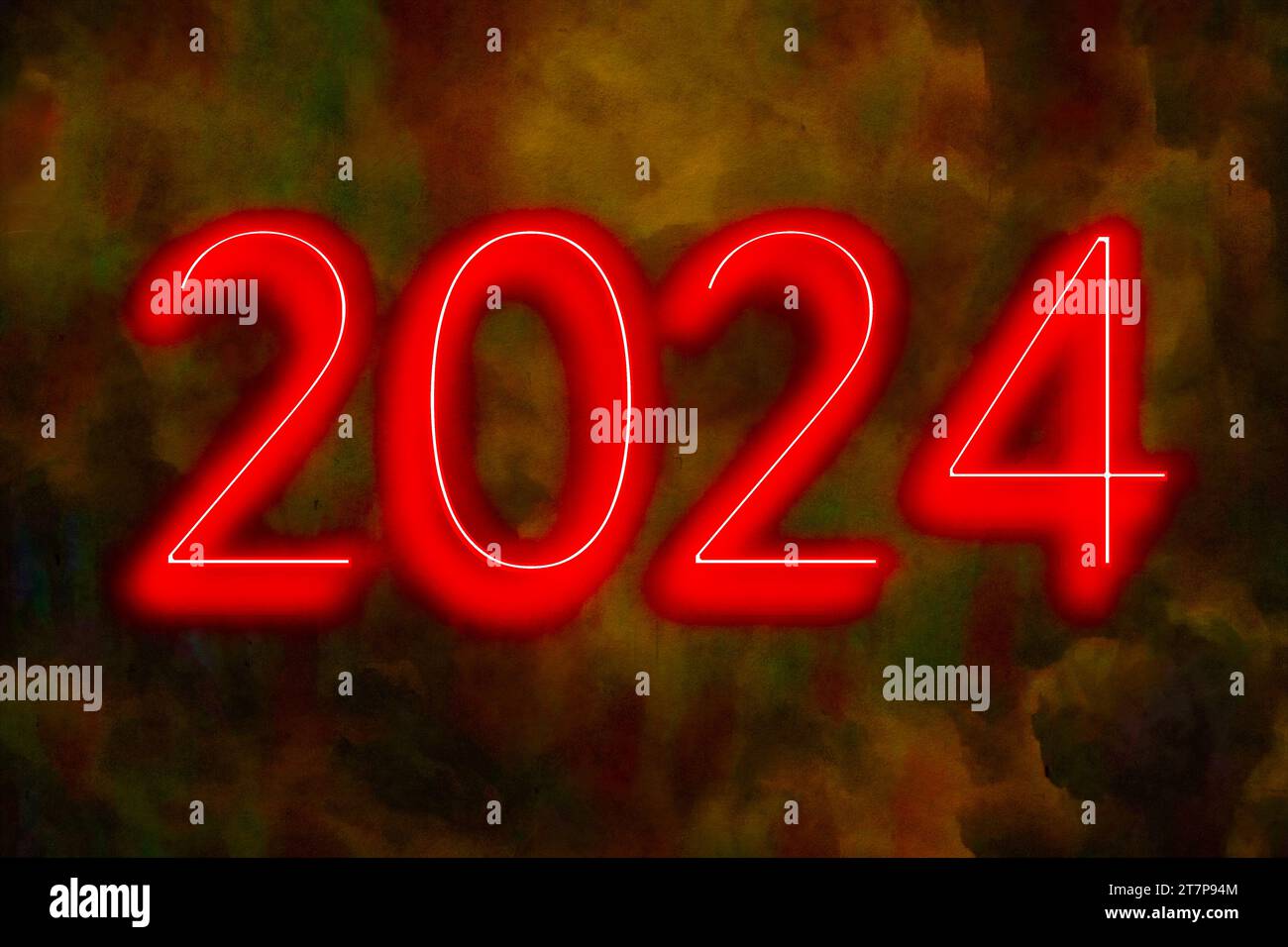 Ein neujahrsthema 2024 ist hier in einer 3d illustration zu sehen