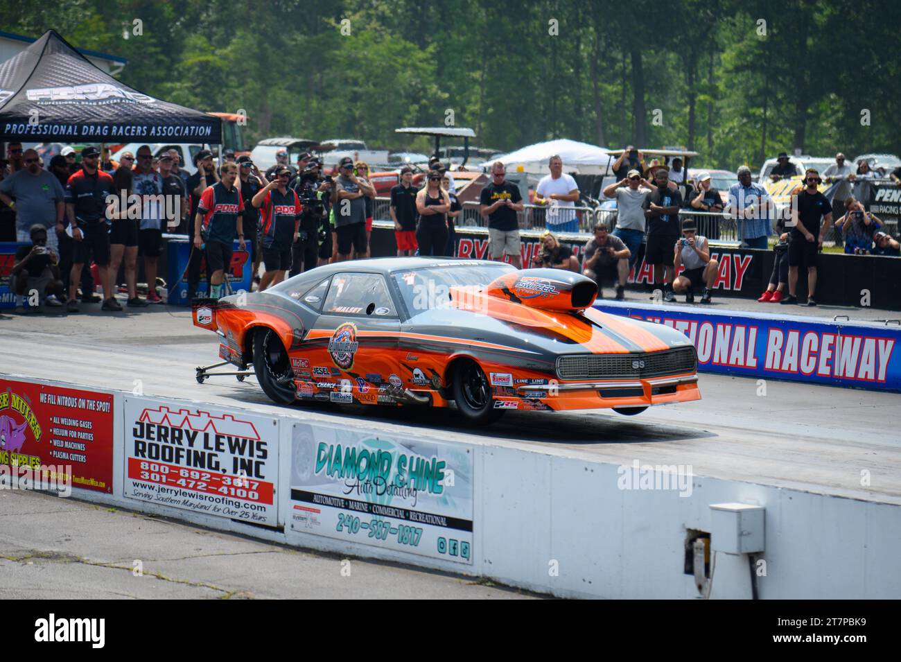 Muscle Cars fahren auf dem Maryland International Raceway in Mechanicsville Stockfoto