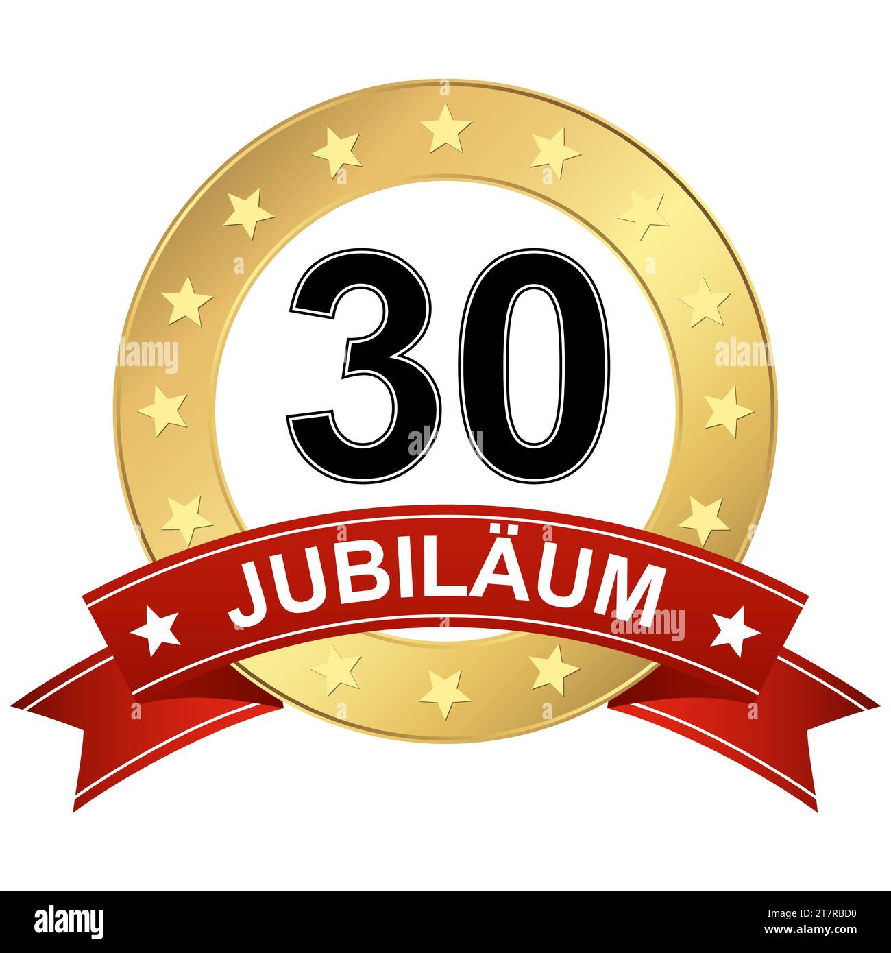 Jubiläumstaste mit Banner für 30 Jahre (Text auf deutsch) Stock Vektor