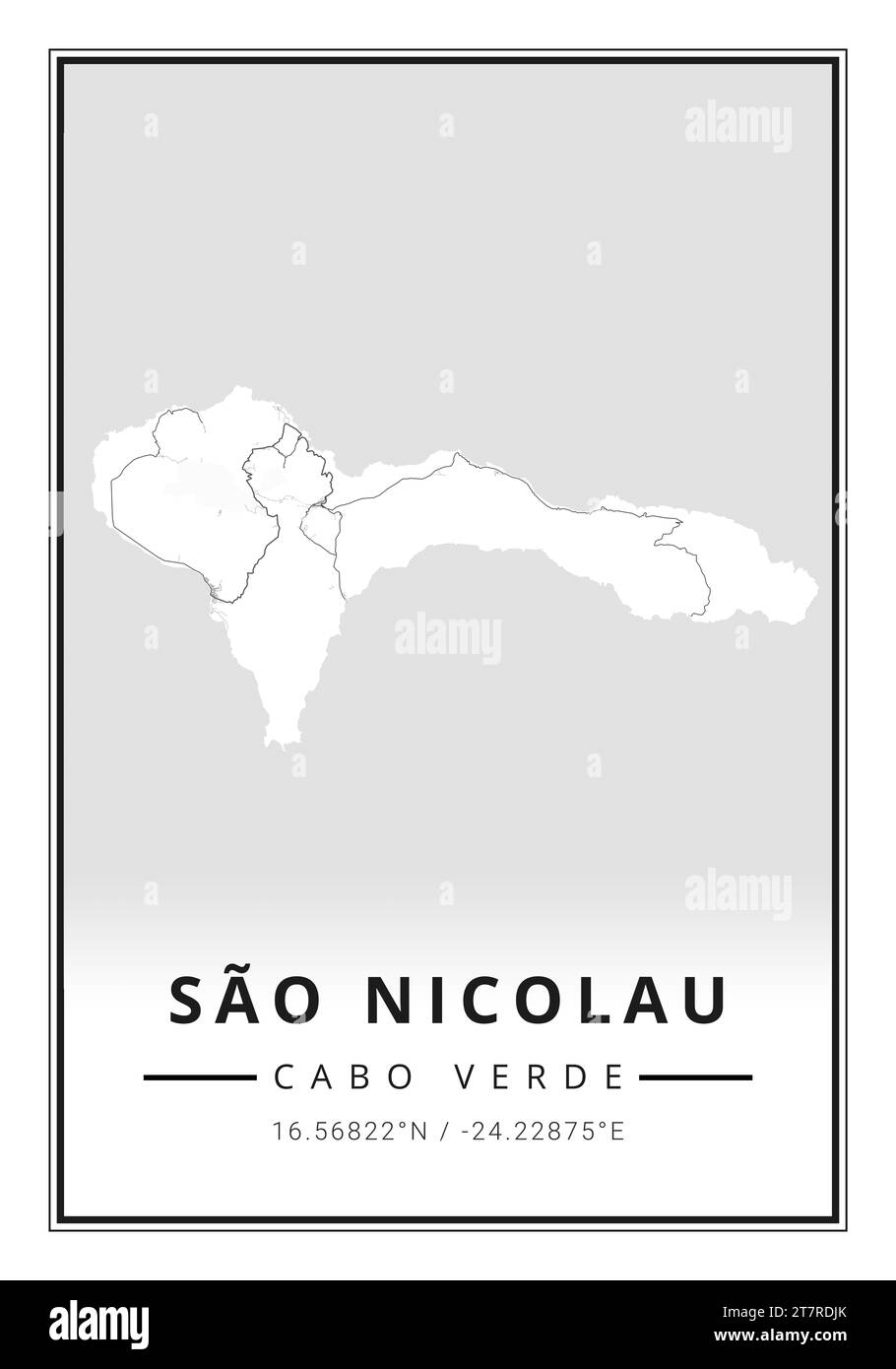 Straßenkarten der Insel Sao Nicolau in Kap Verde - Afrika Stockfoto