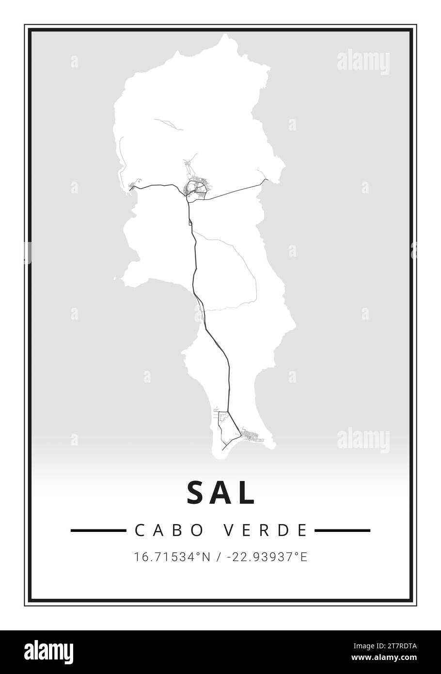 Straßenkarten der Insel Sal in Kap Verde - Afrika Stockfoto