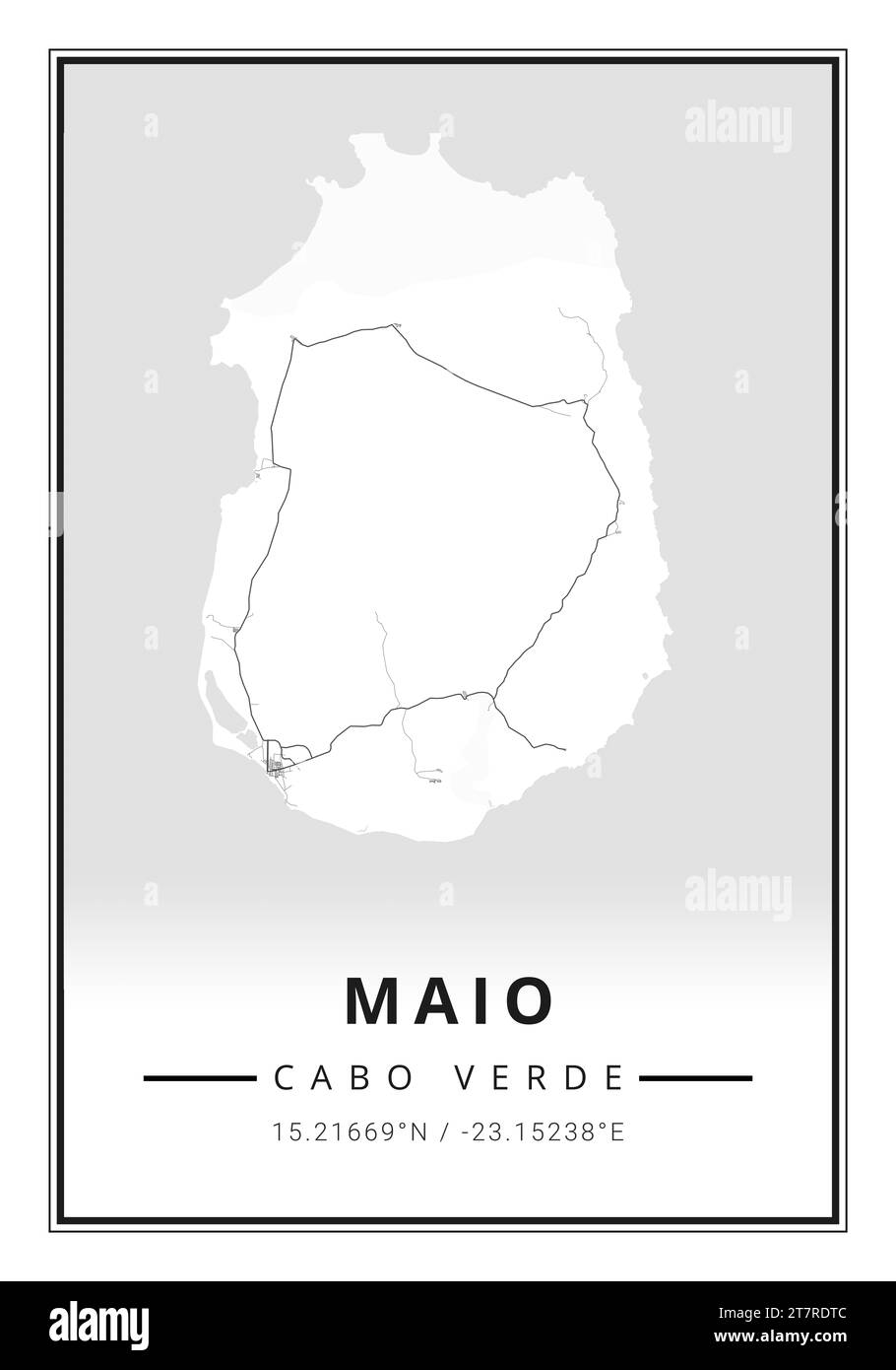 Straßenkarten der Insel Maio in Kap Verde - Afrika Stockfoto
