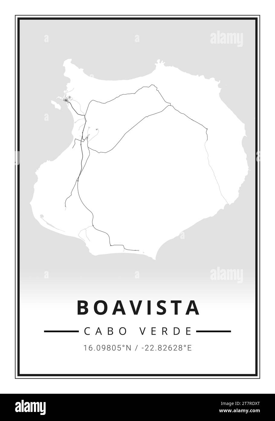 Straßenkarten der Insel Boavista in Kap Verde - Afrika Stockfoto