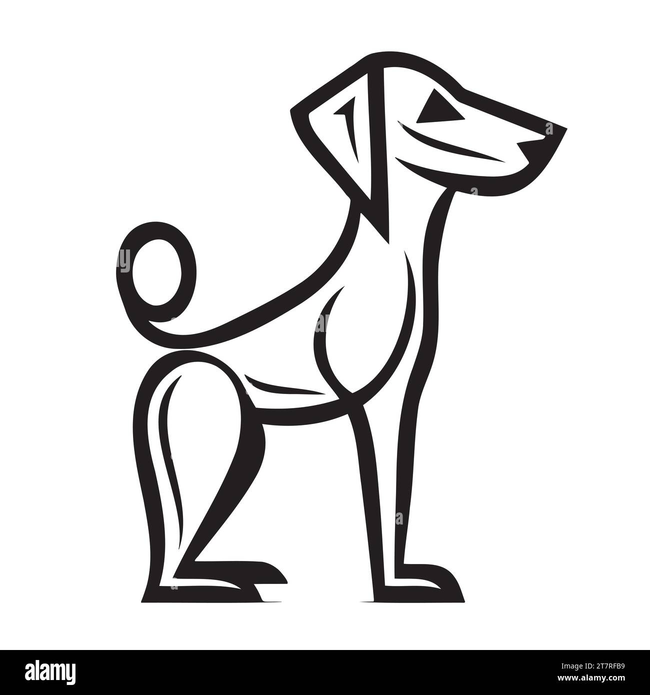 Porträt eines Hundes. Schwarze lineare Skizze isoliert auf weißem Hintergrund. Stock Vektor