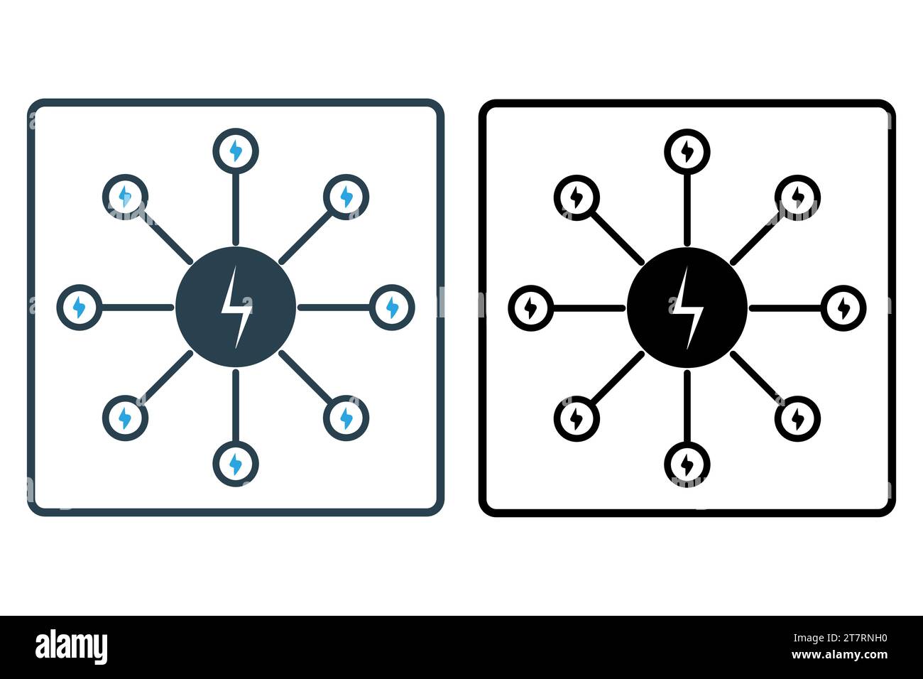 Symbol für intelligentes Raster. Netz mit miteinander verbundenen Energiequellen. Symbol für Industrie und Technologie. Symbolstil durchgehend. Einfache Vektorkonstruktion bearbeitbar Stock Vektor