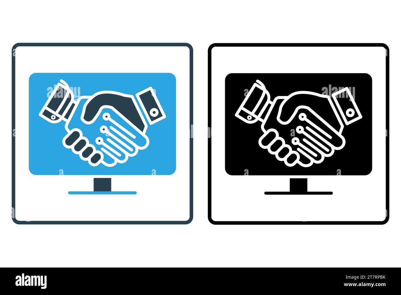 Symbol für Tools für die Zusammenarbeit. Handshake, menschliche Arbeit mit digitalen Werkzeugen. Symbol für Industrie und Technologie. Symbolstil durchgehend. Einfacher Vektor Stock Vektor