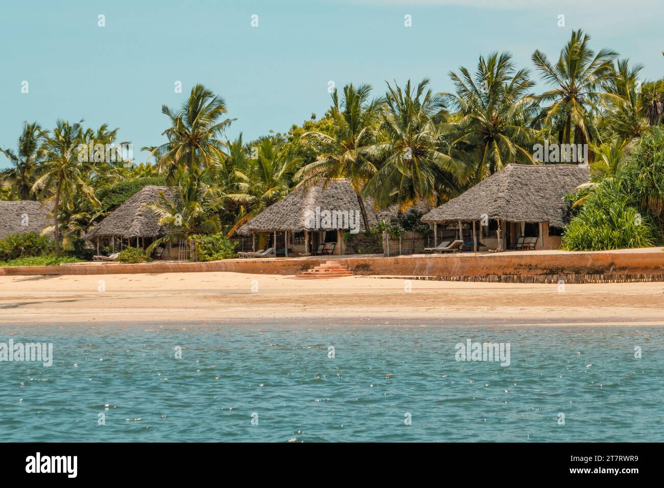 Blick auf die Manda Bay Lodge in Manda Isalnd, Lamu Kenia Stockfoto