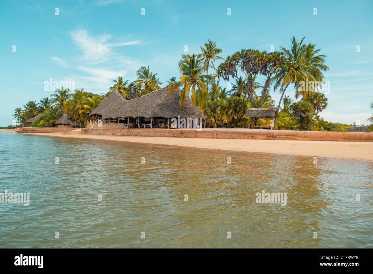 Blick auf die Manda Bay Lodge in Manda Isalnd, Lamu Kenia Stockfoto