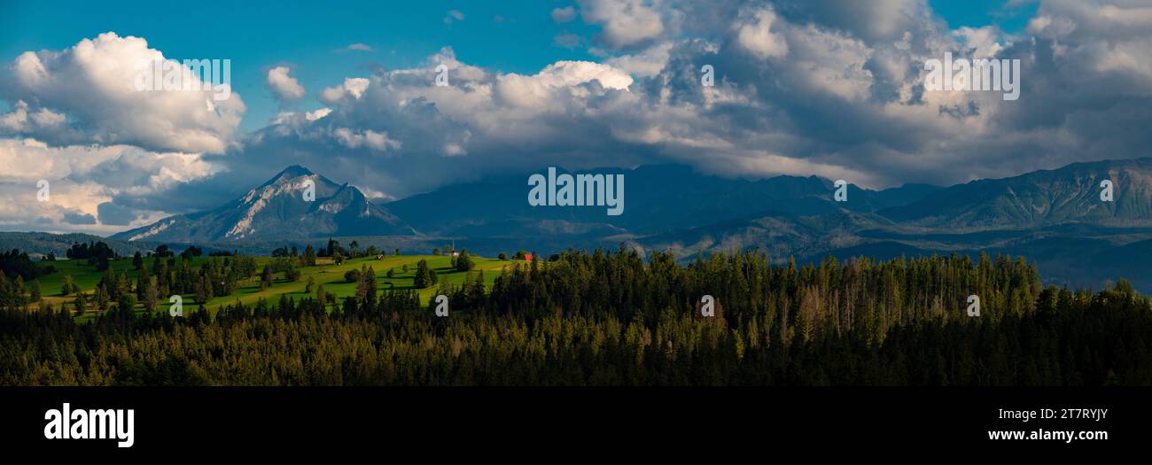 Panoramablick auf die Tatra Berge Zakopane. Polen. Stockfoto