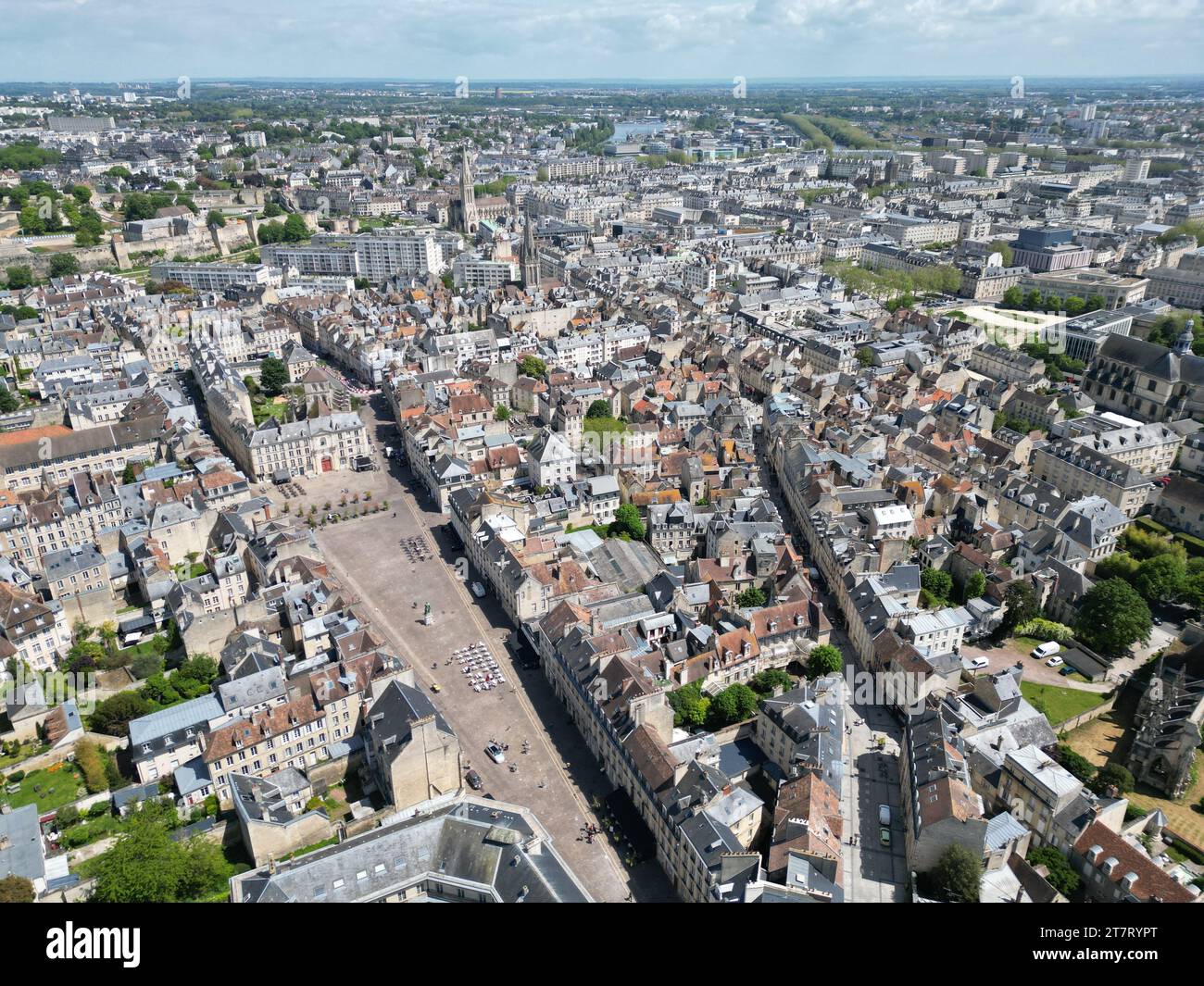 Stadtzentrum Caen Normandie Frankreich Drohne, Luft Stockfoto