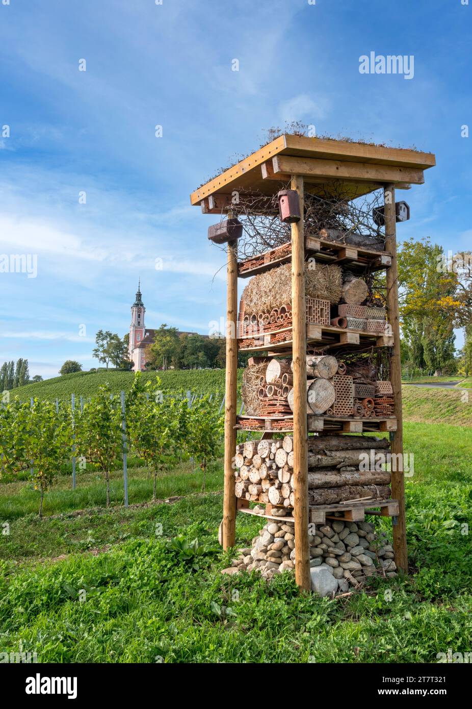 Insektenhotel in der Nähe der Wallfahrtskirche Birnau, Uhldingen-Mühlhofen am Bodensee, Baden-Württemberg, Deutschland, Europa Stockfoto