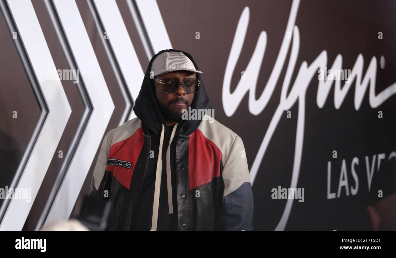 NOVEMBER 2023: Wynn zeigt Mädchen und will.i.am während der F1-Rennwoche 2023 in Las Vegas auf der Willkommensparty in Las Vegas, NV. Jason Pohuski/CSM Stockfoto