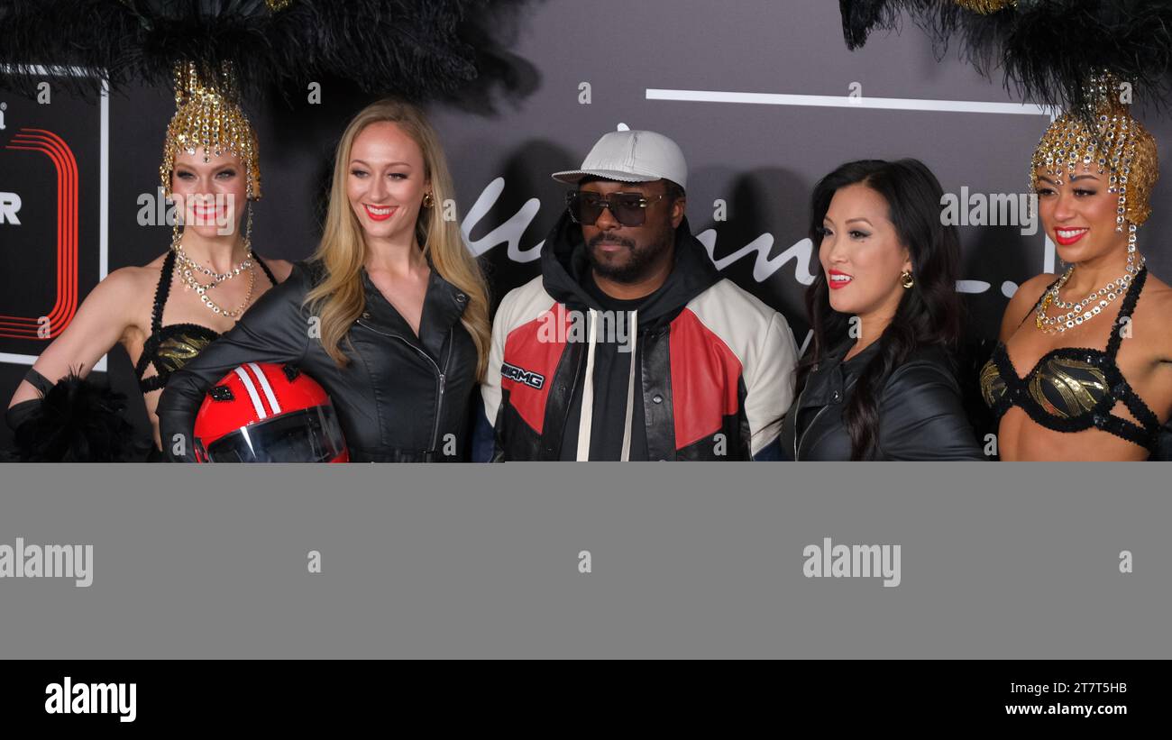NOVEMBER 2023: Wynn zeigt Mädchen und will.i.am während der F1-Rennwoche 2023 in Las Vegas auf der Willkommensparty in Las Vegas, NV. Jason Pohuski/CSM Stockfoto