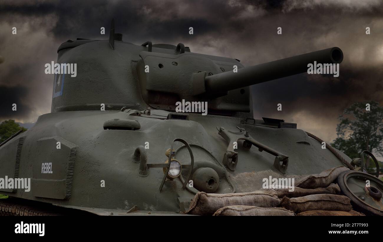 Der M4 Sherman, offiziell Medium Tank, M4, war der am häufigsten verwendete Medium Tank von den Vereinigten Staaten und westlichen Alliierten im Zweiten Weltkrieg Stockfoto