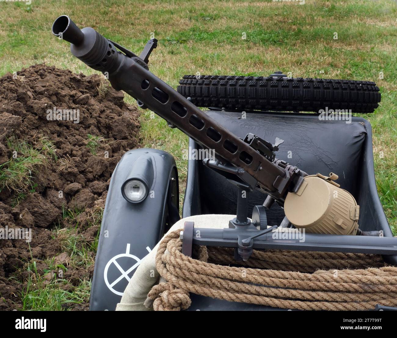 Motorrad aus dem 2. Weltkrieg. Stockfoto