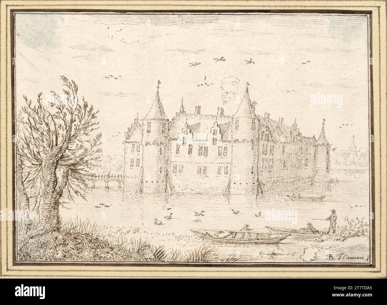 Albert Flamen Wasserschleuse (III-8). Feder in Braun Stockfoto