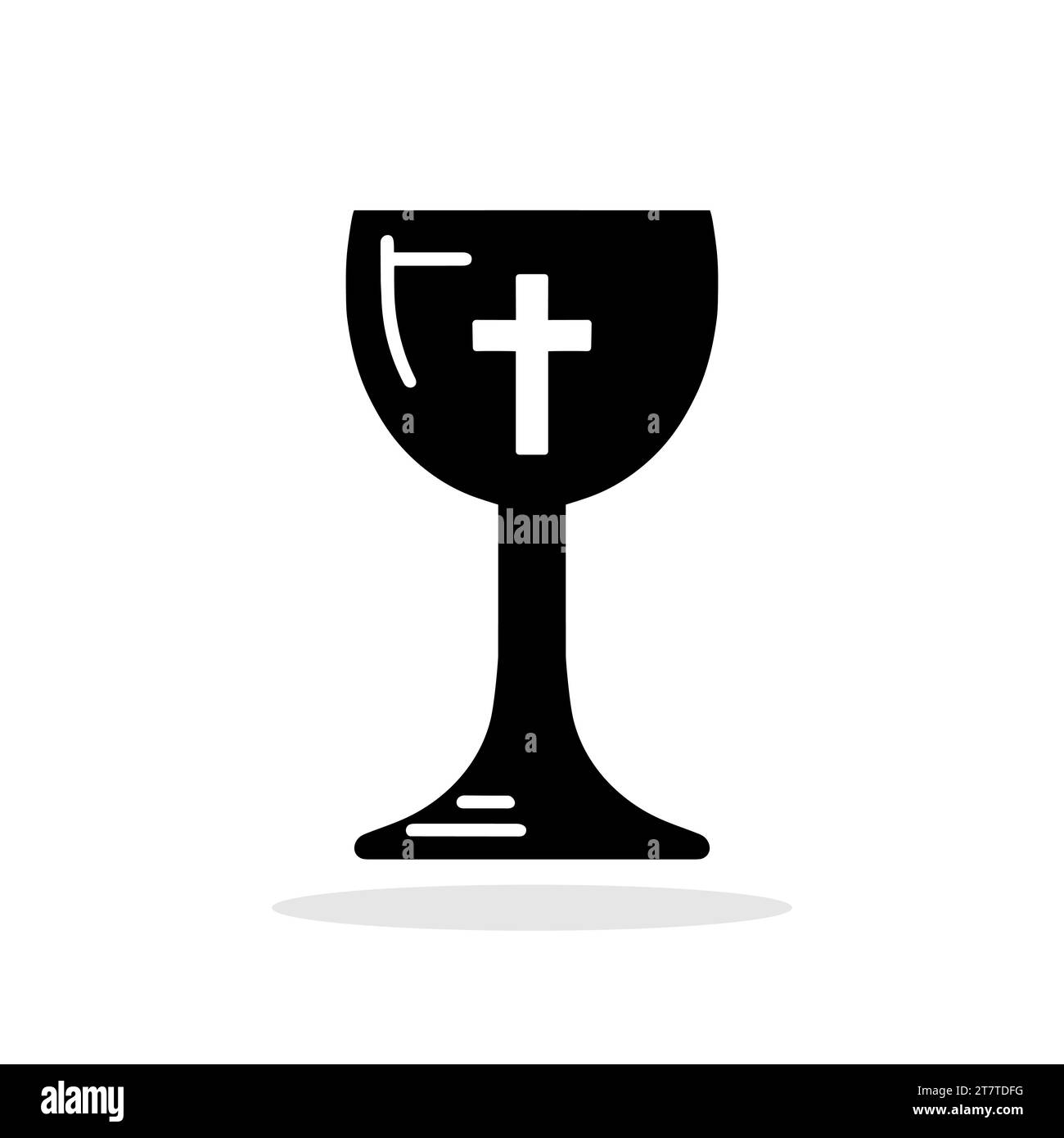Christlicher Kelch. Schwarzes Symbol des Chalice mit einem Kreuz. Christliches Stipendienkonzept. Religiöse Ikone. Vektorabbildung. Stock Vektor